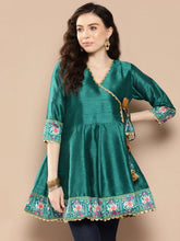 Teal Printed Ethnic Tunic-AHTUPSDP-8114-ICH